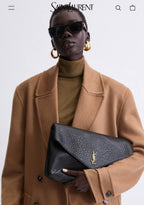 YSL Yves Saint Laurent Cassandre Large Pouch On Chain White