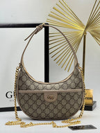 Gucci GG Half Moon Shoulder Bag - Beige