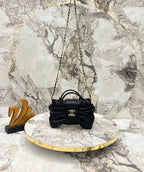 Chanel Bow Puffer Chain Bag - Black Mini