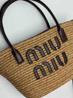 Miu Miu Ψάθινη Καλοκαιρινη Tote Bag Black