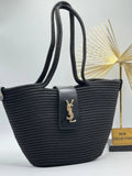YSL Raffia Tote Bag – Black