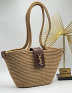 YSL Saint Laurent Ψάθινη Καλοκαιρινη Tote Bag – Natural