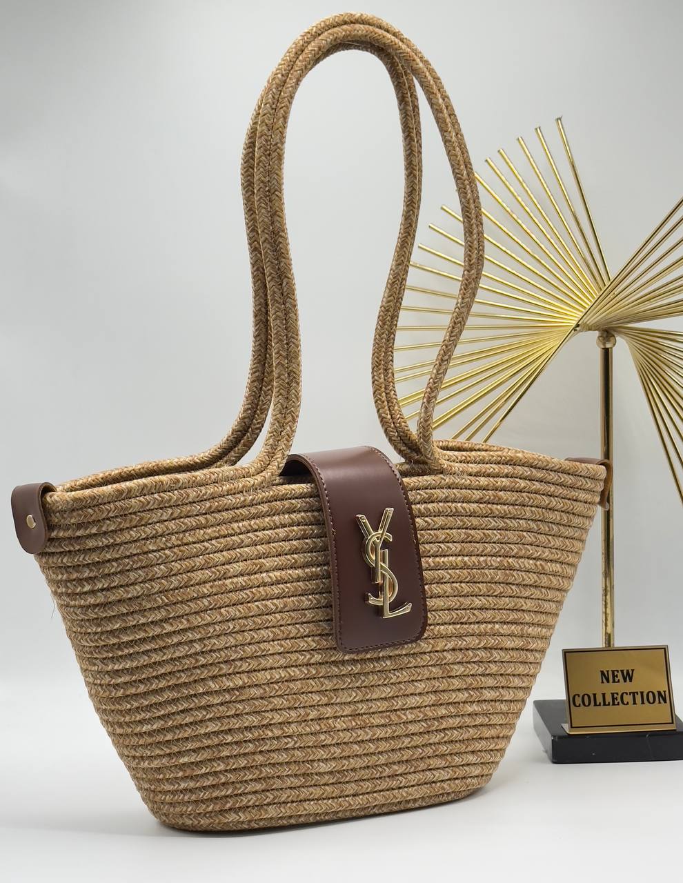 YSL Saint Laurent Ψάθινη Καλοκαιρινη Tote Bag – Natural