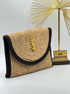 YSL Raffia Clutch Bag Ψάθινος Φάκελος – Natural & Black