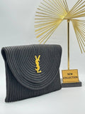 YSL Raffia Clutch Bag – Black