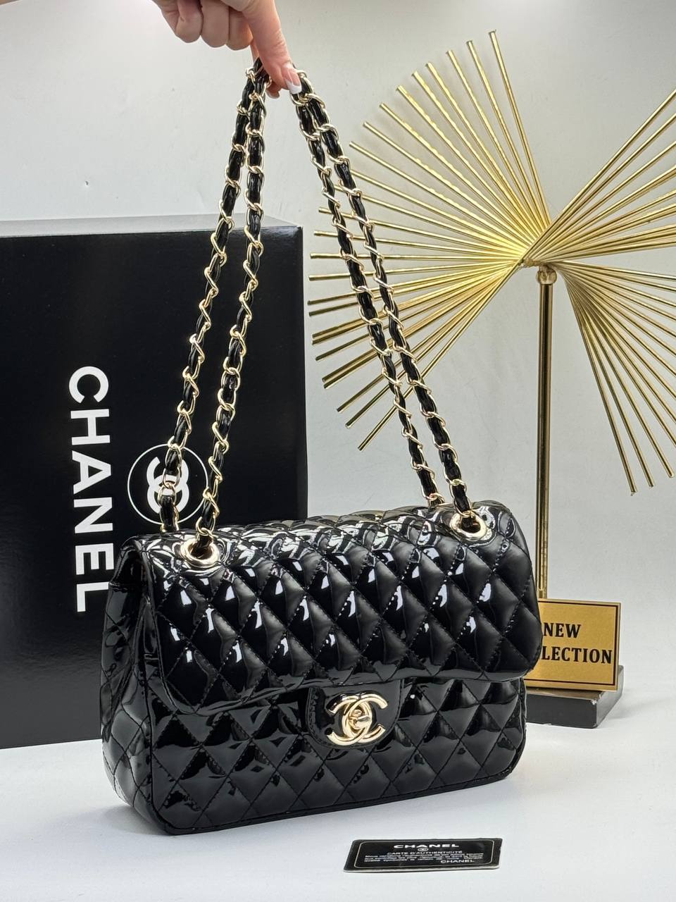 Chanel 2.55 Μαύρη Shiny
