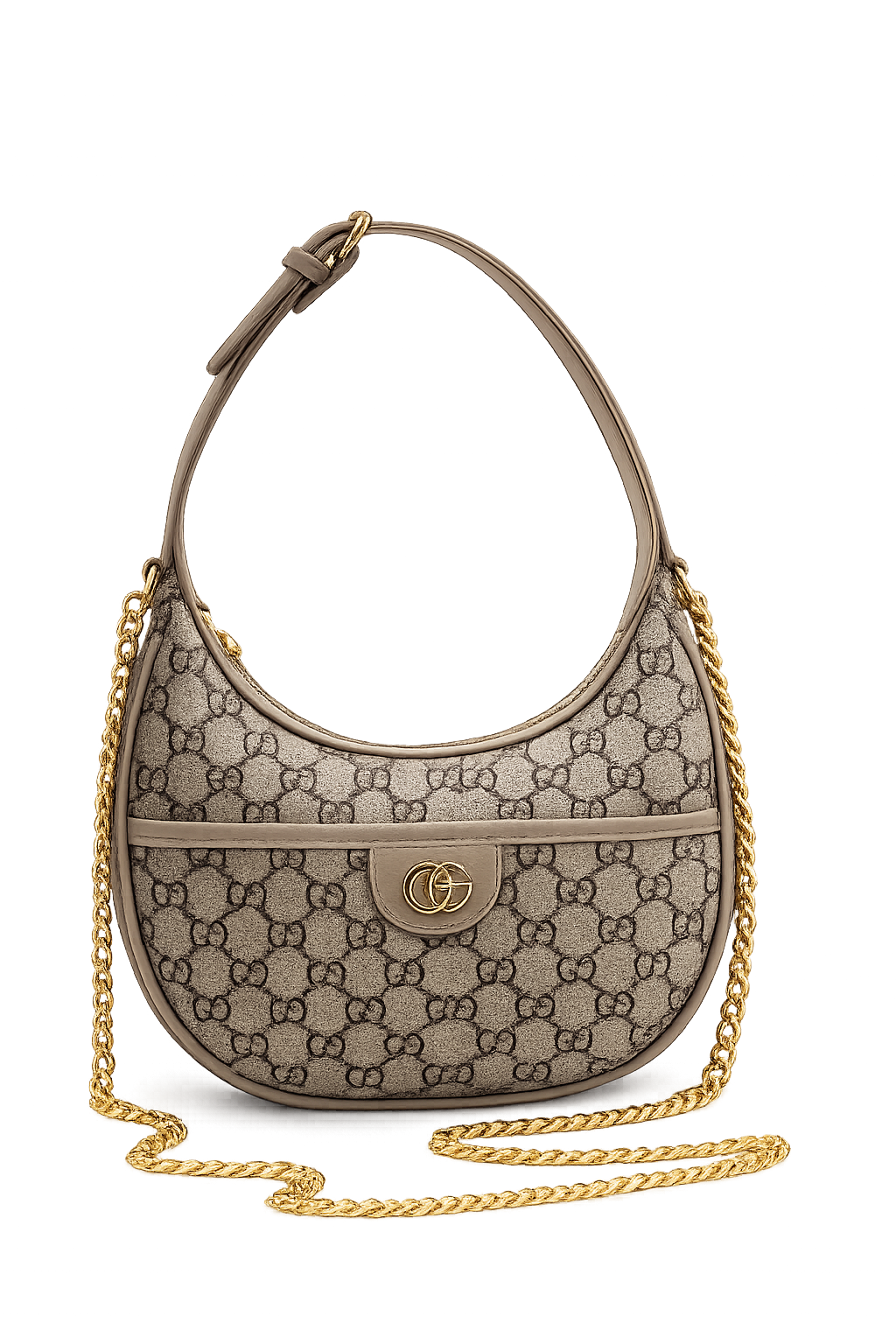 Gucci GG Half Moon Shoulder Bag - Beige