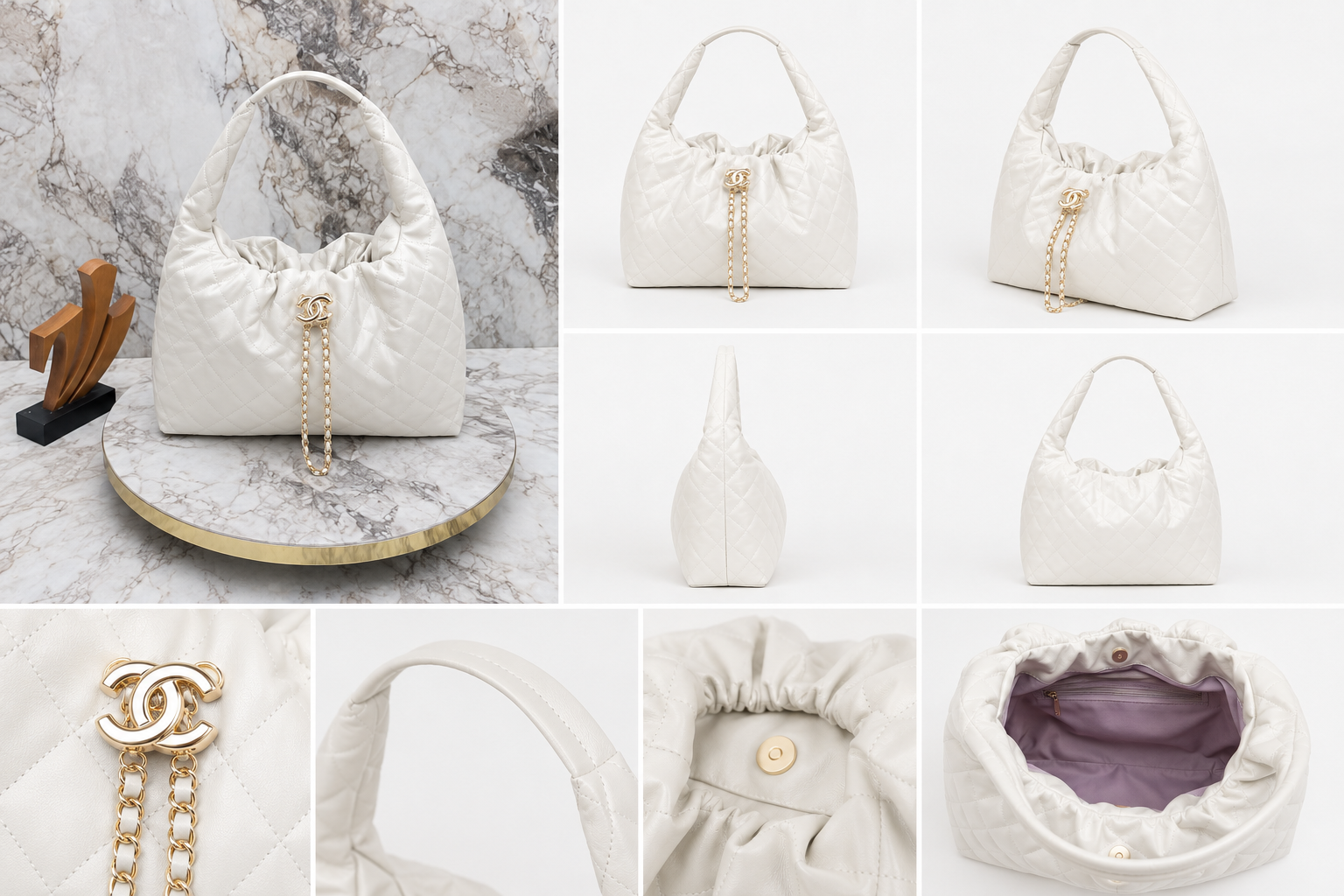 Chanel Hobo Bag Καπιτονέ - Λευκή
