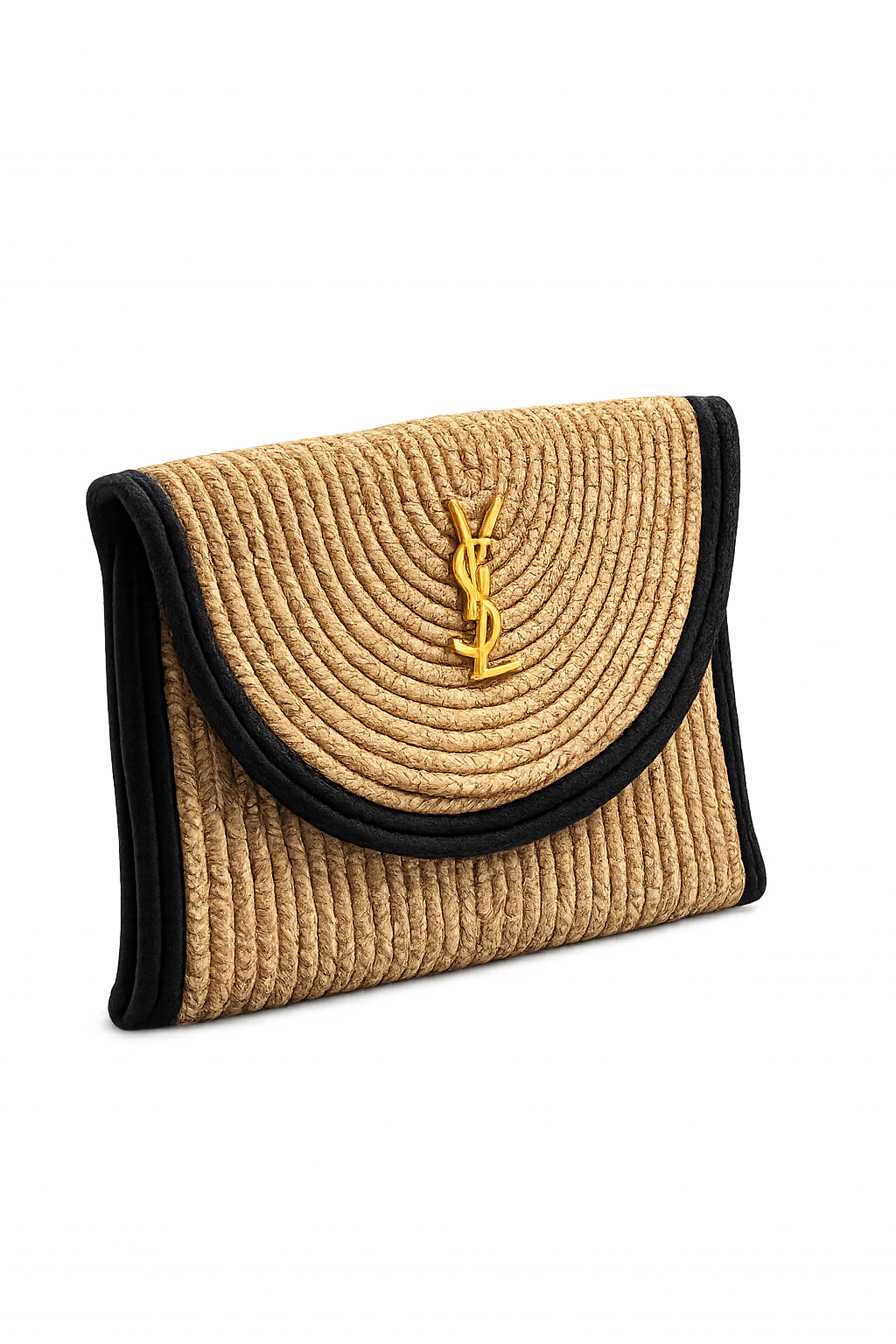 YSL Raffia Clutch Bag Ψάθινος Φάκελος – Natural & Black