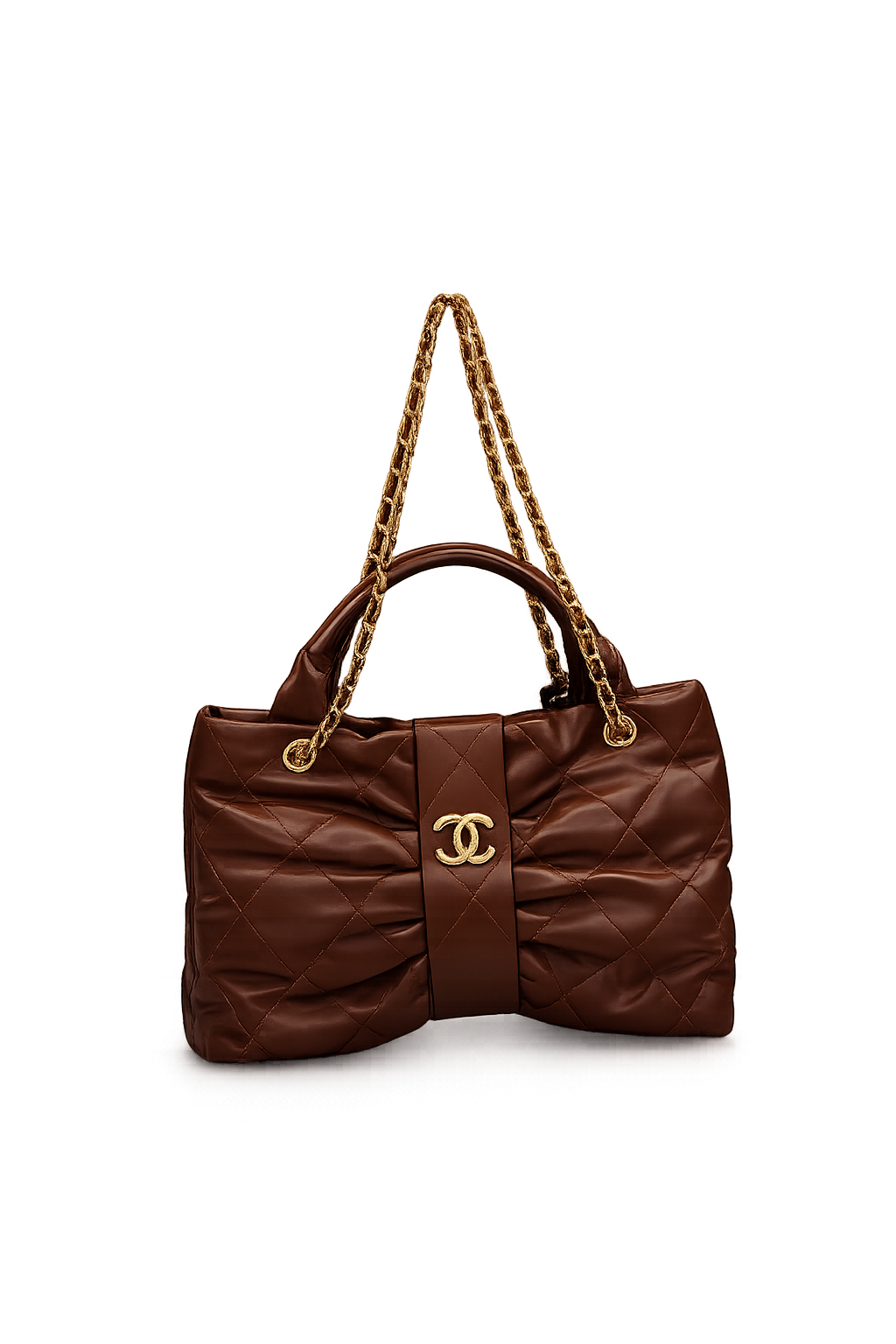 Chanel Bow Puffer Chain Bag - Καφέ - Medium