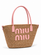 Miu Miu  Ψάθινη Καλοκαιρινη Tote Bag - Ροζ