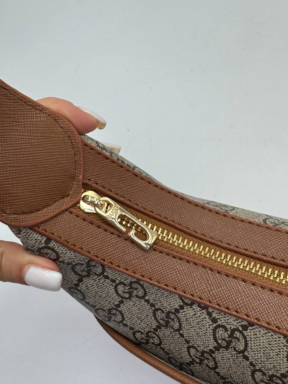 Gucci GG Half Moon Shoulder Bag - Beige