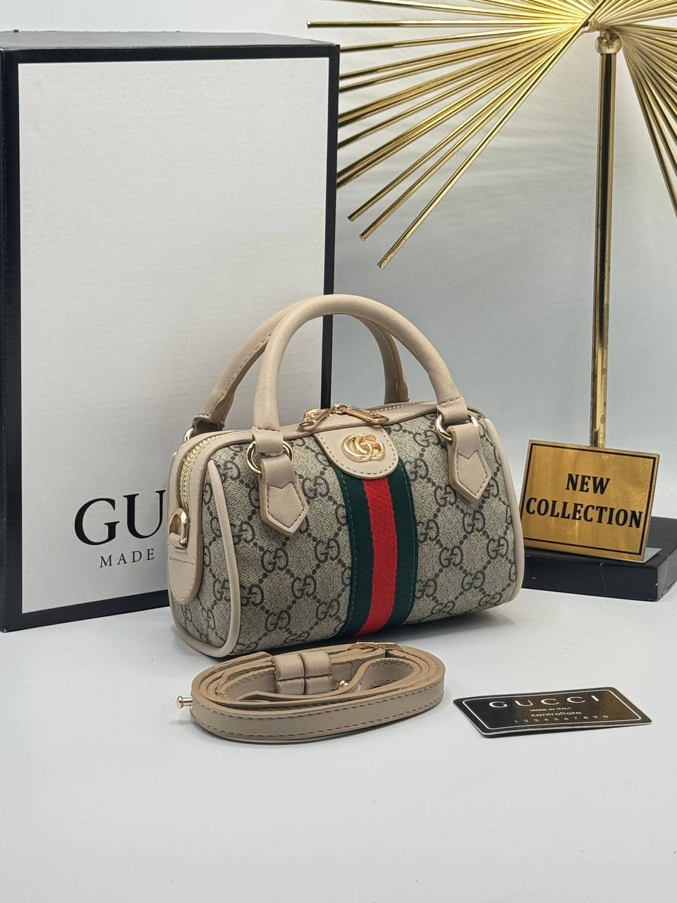 Gucci Ophidia Mini Boston Bag - Μπεζ