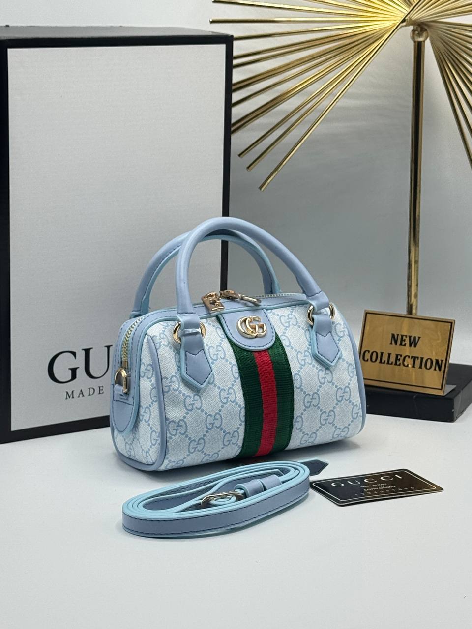 Gucci Ophidia Mini Boston Bag - Blue