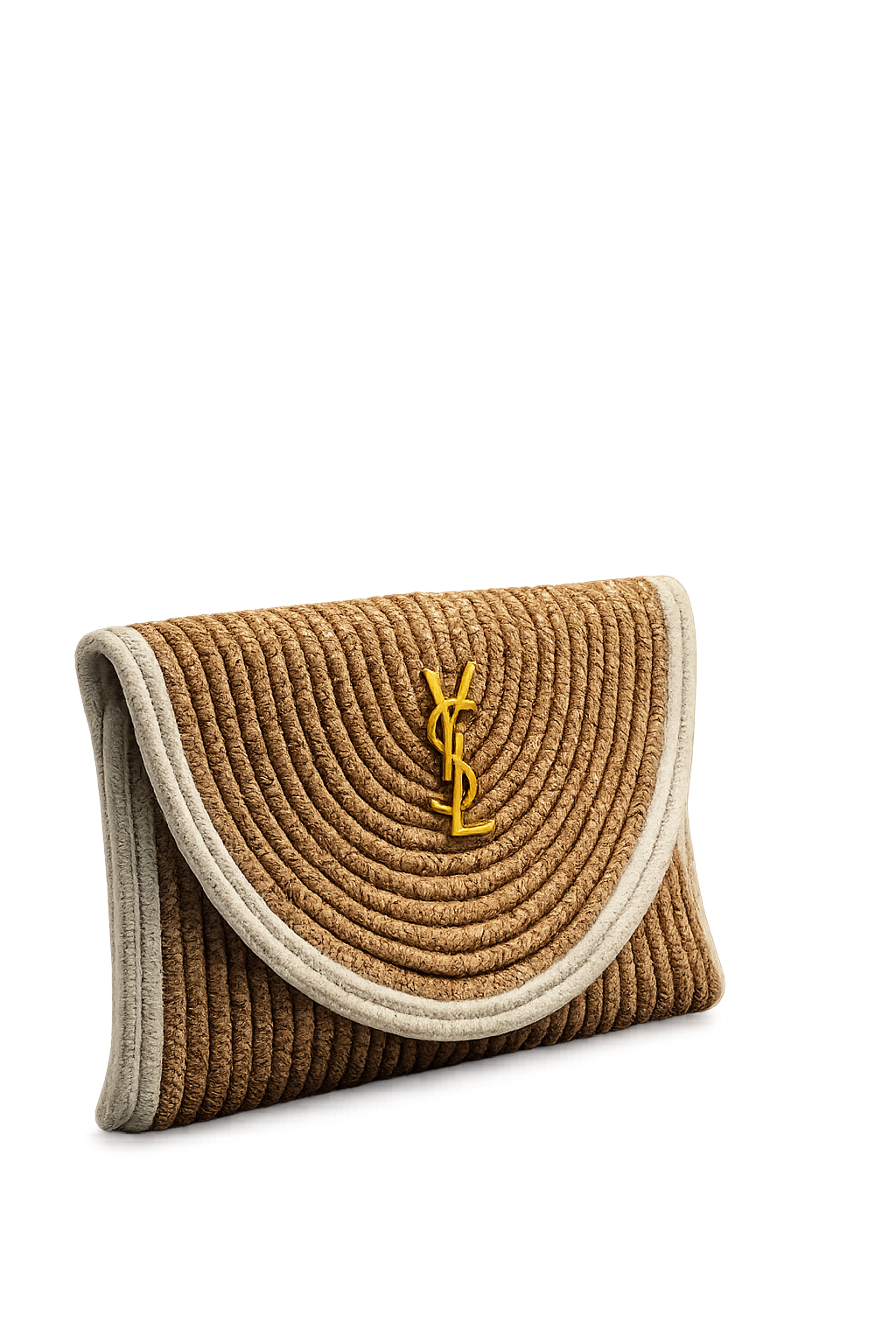 YSL Raffia Clutch Bag Ψάθινος Φάκελος – Natural & White