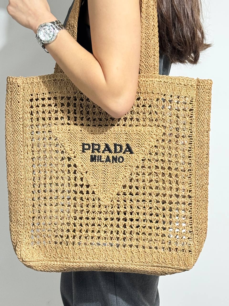 Prada Milano Crochet Tote Bag