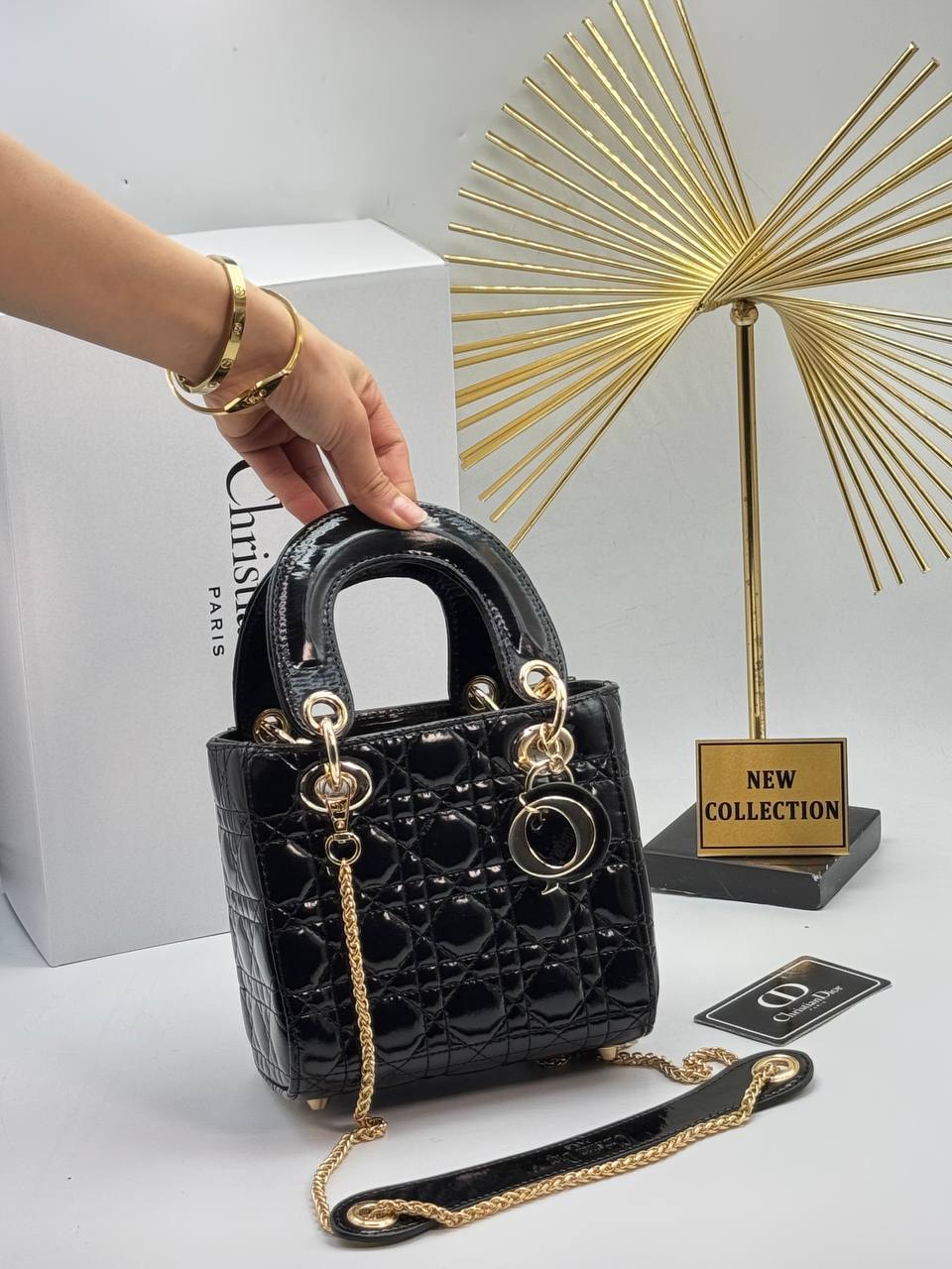 Dior - Lady Dior Black Shiny Bag