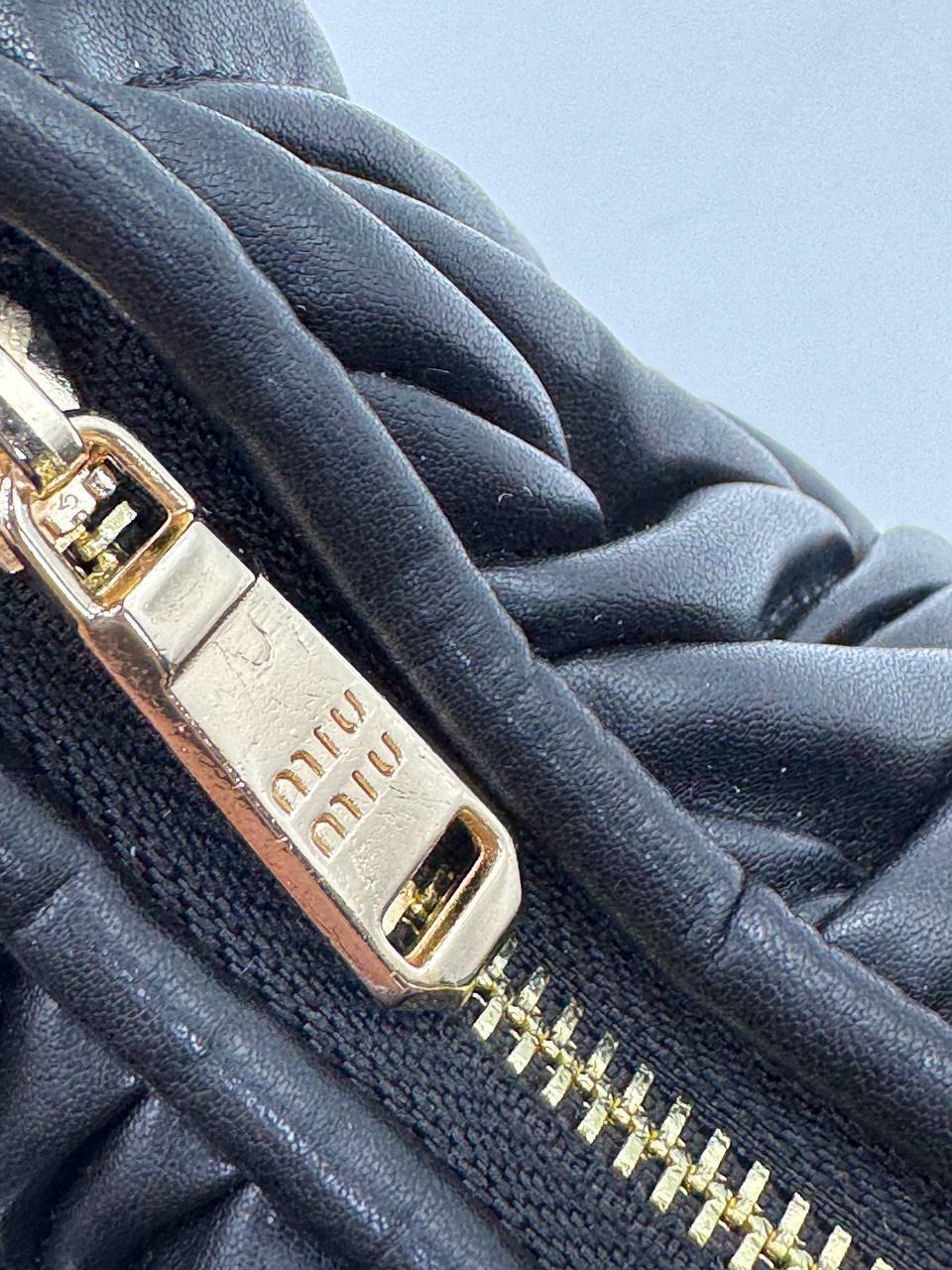 Miu Miu Mini Wander Matelassé Shoulder Bag - Black