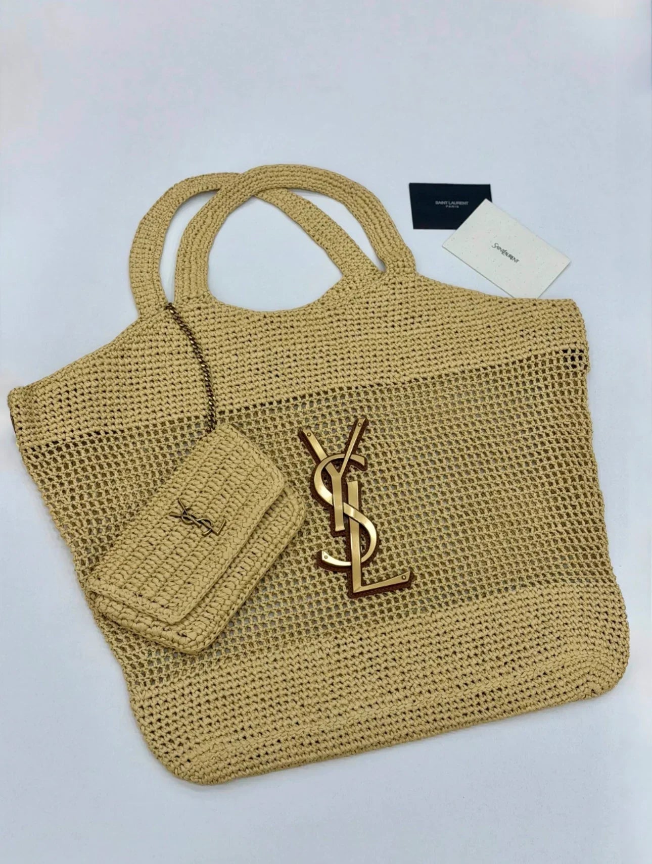 YSL Saint Laurent Icare in Raffia Bag