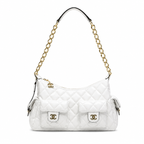 Chanel Shiny Trendy Pockets Hobo White