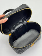 YSL Saint Laurent Vanity Quilted Bag Shiny Black Gold