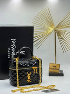 YSL Saint Laurent Vanity Quilted Bag Shiny Black Gold