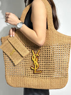 YSL Saint Laurent Icare in Raffia Bag