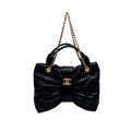Chanel Bow Puffer Chain Bag - Black Mini
