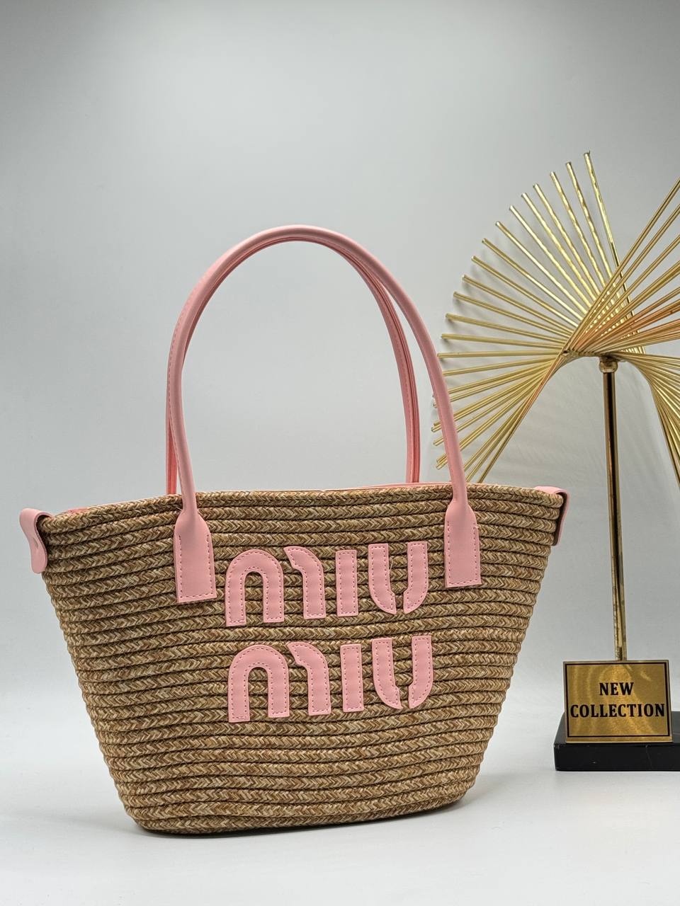 Miu Miu  Ψάθινη Καλοκαιρινη Tote Bag - Ροζ