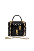 YSL Saint Laurent Vanity Quilted Bag Shiny Black Gold
