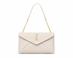 YSL Yves Saint Laurent Cassandre Large Pouch On Chain White