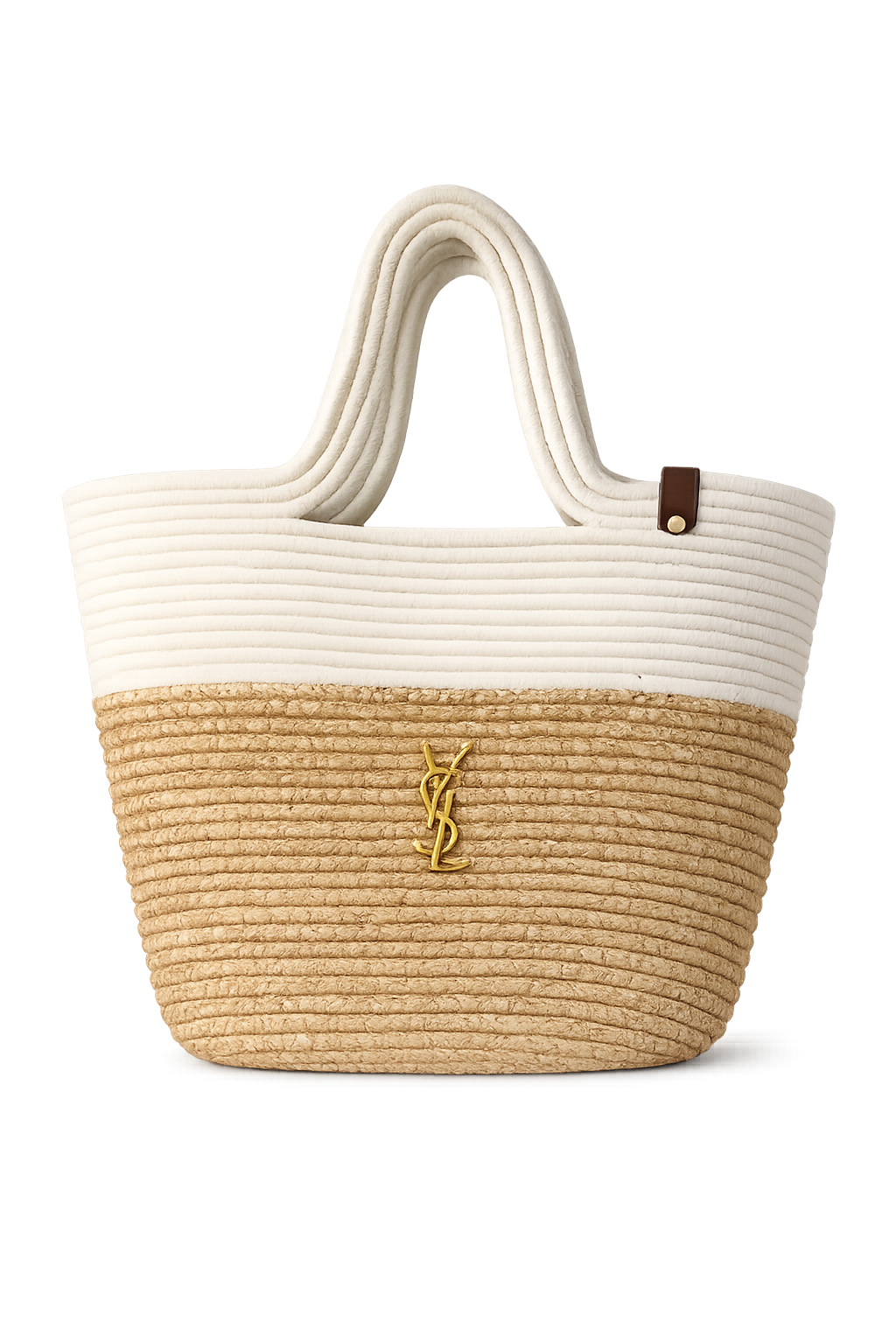 YSL Ψάθινη Tote Τσάντα – Natural & White| Καλοκαιρινή Oversized Τσάντα Ώμου