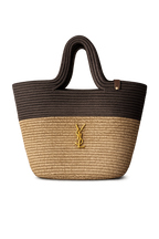 YSL Ψάθινη Tote Τσάντα – Natural & Brown| Καλοκαιρινή Oversized Τσάντα Ώμου
